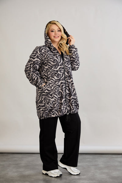 Leichte Frühlingsjacke mit Print und Baumwollfutter - Schwarz/Weiß