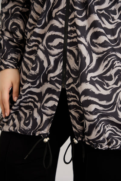 Leichte Frühlingsjacke mit Print und Baumwollfutter - Schwarz/Weiß