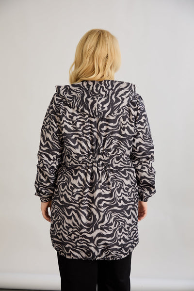 Leichte Frühlingsjacke mit Print und Baumwollfutter - Schwarz/Weiß