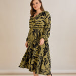 Viskosekleid mit Wickelausschnitt und exklusivem Print - 10679 – Multifarbe