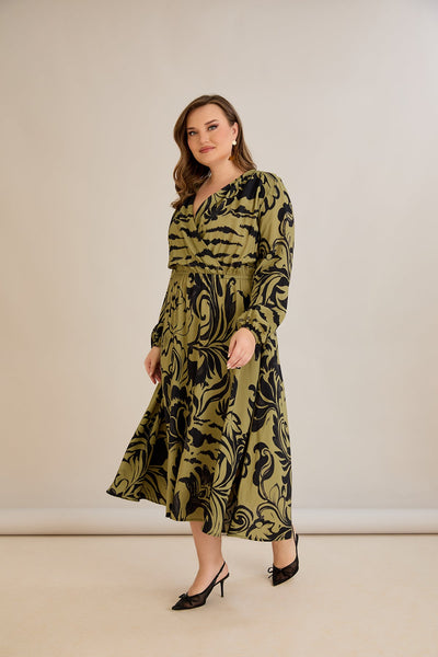 Viskosekleid mit Wickelausschnitt und exklusivem Print - 10679
