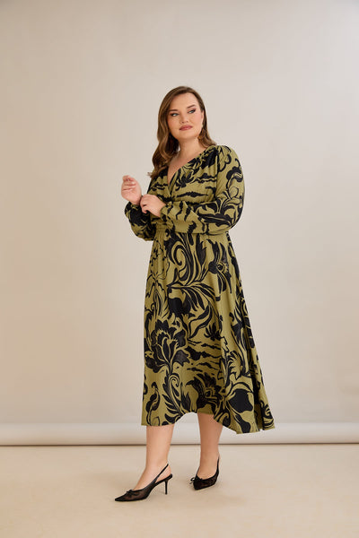 Viskosekleid mit Wickelausschnitt und exklusivem Print - 10679