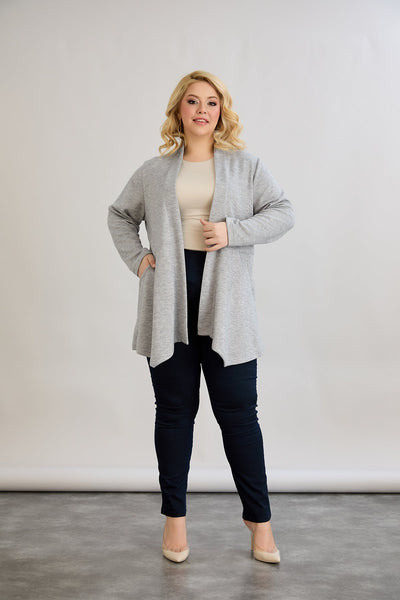 Viskose-Strickjacke mit Lurex - Grau