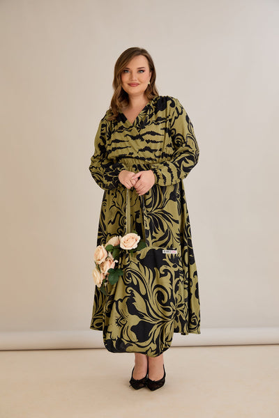 Viskosekleid mit Wickelausschnitt und exklusivem Print - 10679