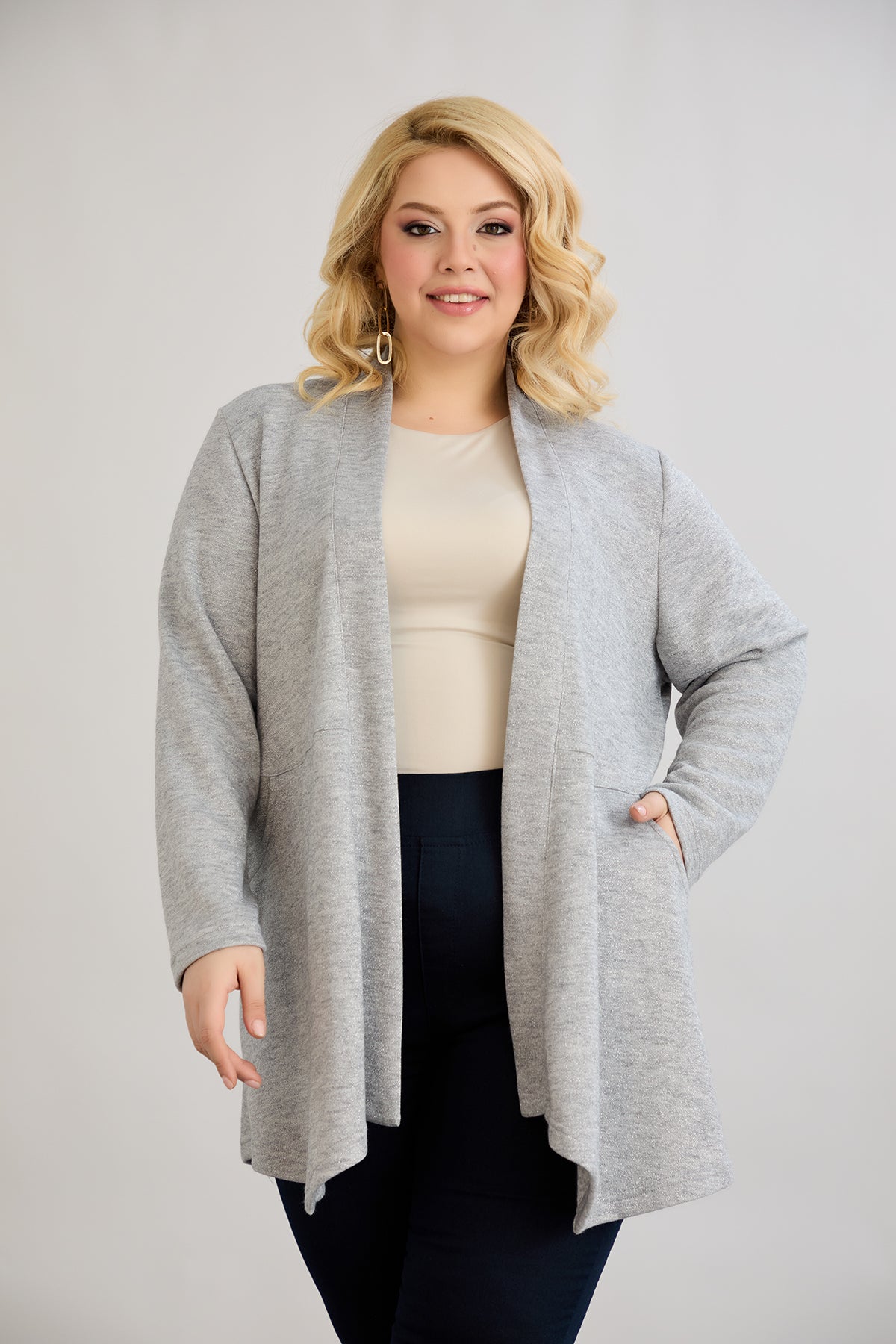 Viskose-Strickjacke mit Lurex - Grau – Grau