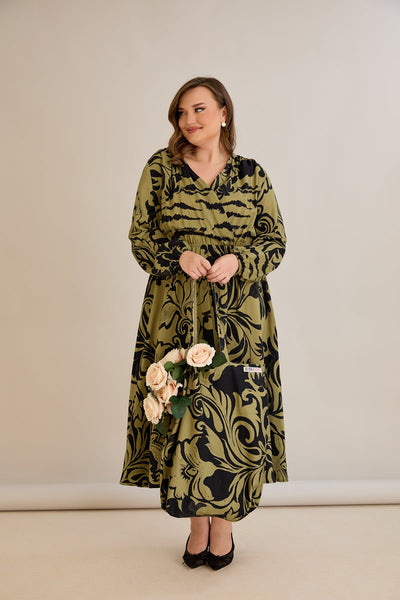 Viskosekleid mit Wickelausschnitt und exklusivem Print - 10679