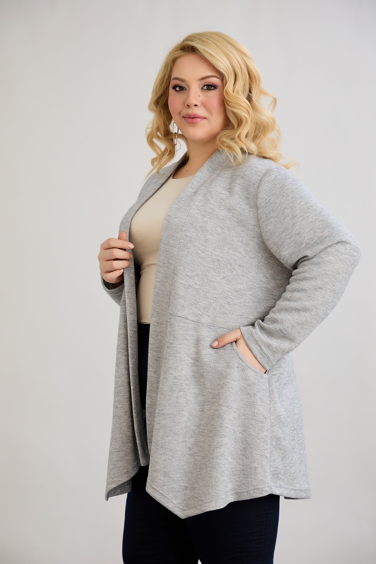 Viskose-Strickjacke mit Lurex - Grau – Grau