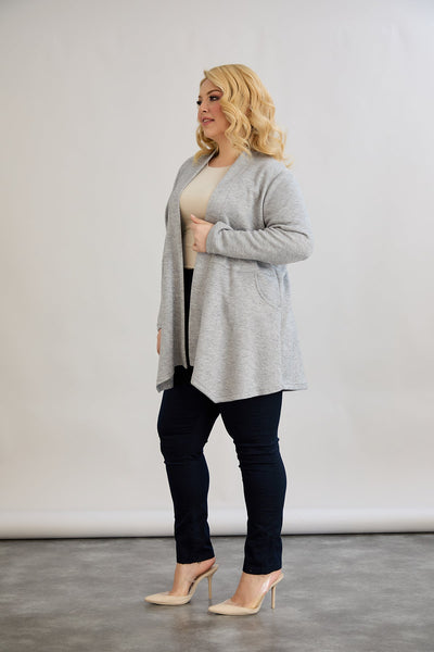 Viskose-Strickjacke mit Lurex - Grau