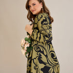 Viskosekleid mit Wickelausschnitt und exklusivem Print - 10679 – Multifarbe