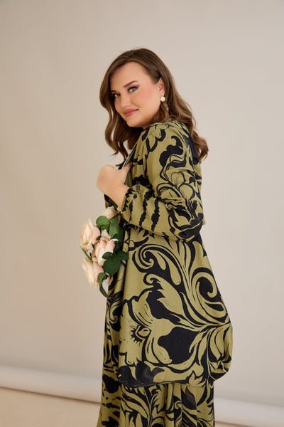 Viskosekleid mit Wickelausschnitt und exklusivem Print - 10679
