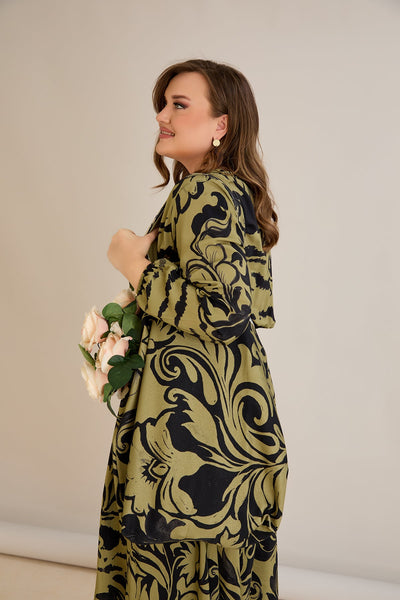Viskosekleid mit Wickelausschnitt und exklusivem Print - 10679
