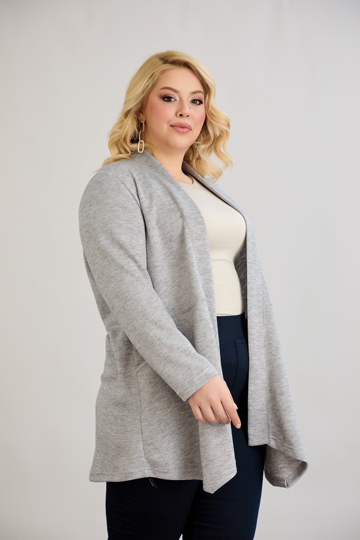Viskose-Strickjacke mit Lurex - Grau – Grau