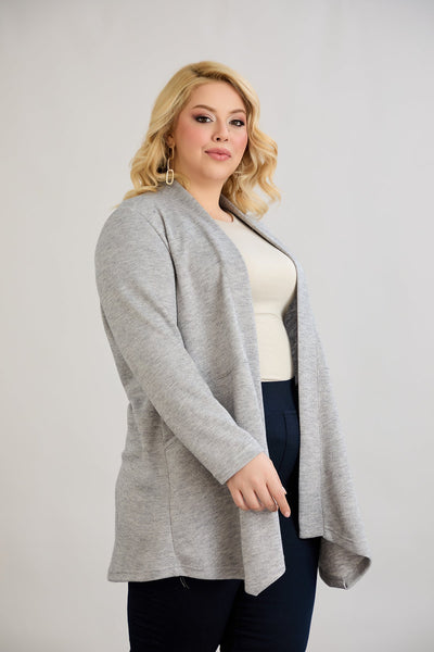 Viskose-Strickjacke mit Lurex - Grau