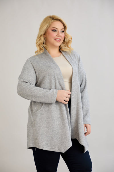 Viskose-Strickjacke mit Lurex - Grau