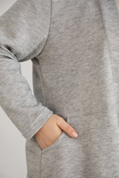 Viskose-Strickjacke mit Lurex - Grau