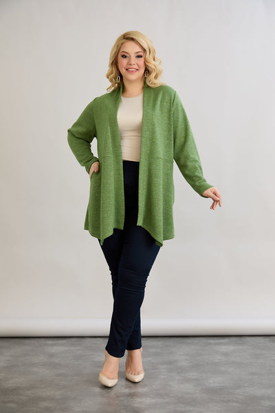 Viskose-Strickjacke mit Lurex - Grün