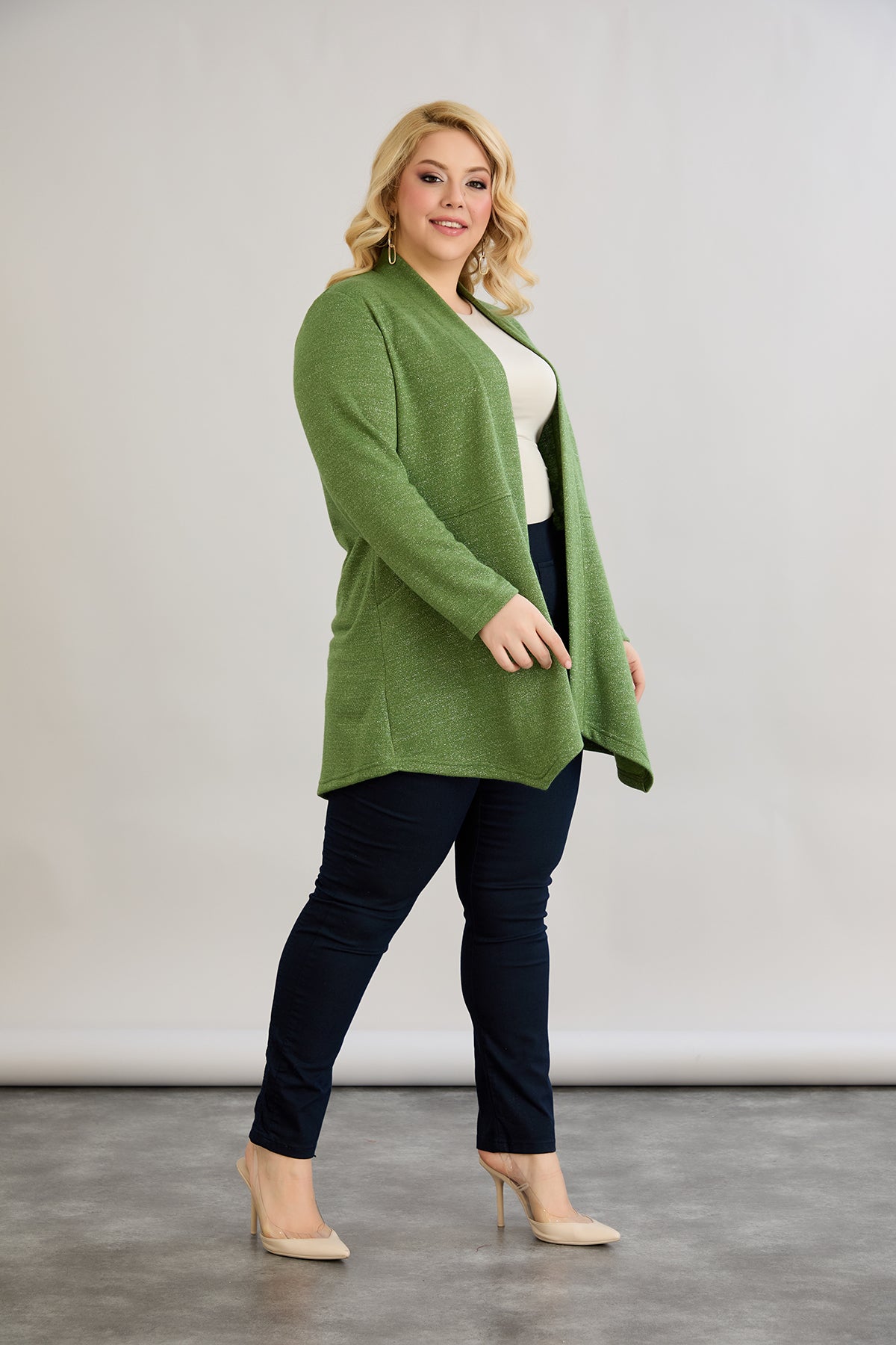 Viskose-Strickjacke mit Lurex - Grün – Grün
