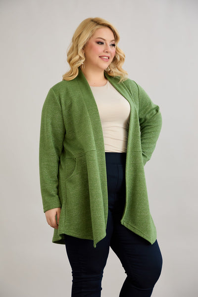 Viskose-Strickjacke mit Lurex - Grün