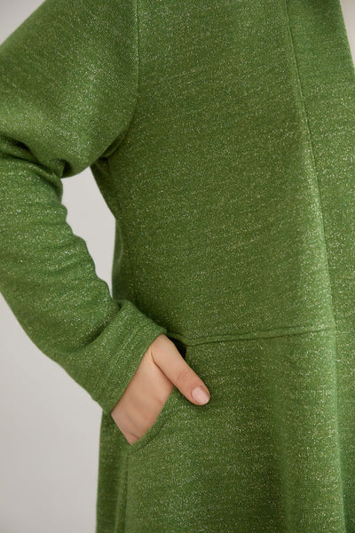 Viskose-Strickjacke mit Lurex - Grün