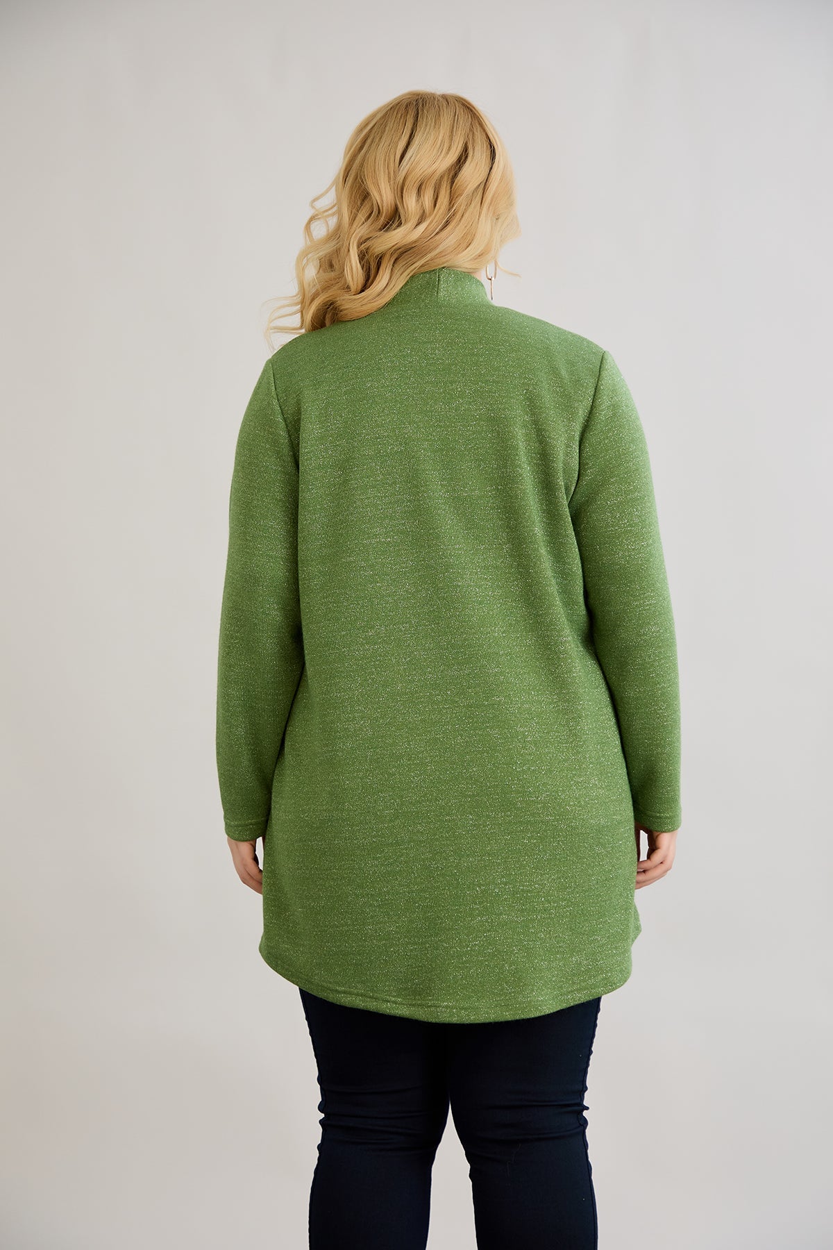 Viskose-Strickjacke mit Lurex - Grün