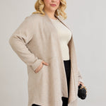 Elegante Strickjacke mit Lurex – offen und mit Taschen - Beige – Beige