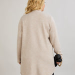 Elegante Strickjacke mit Lurex – offen und mit Taschen - Beige – Beige