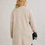 Elegante Strickjacke mit Lurex – offen und mit Taschen - Beige – Beige