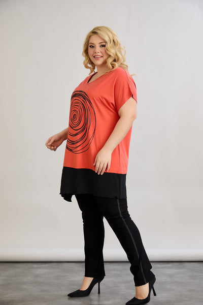 Bedruckte Viskose-Tunika mit V-Ausschnitt