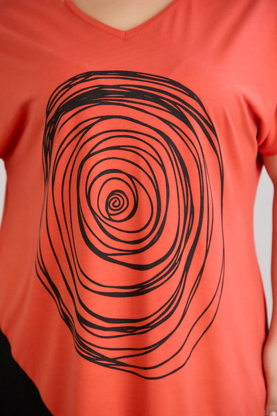 Bedruckte Viskose-Tunika mit V-Ausschnitt