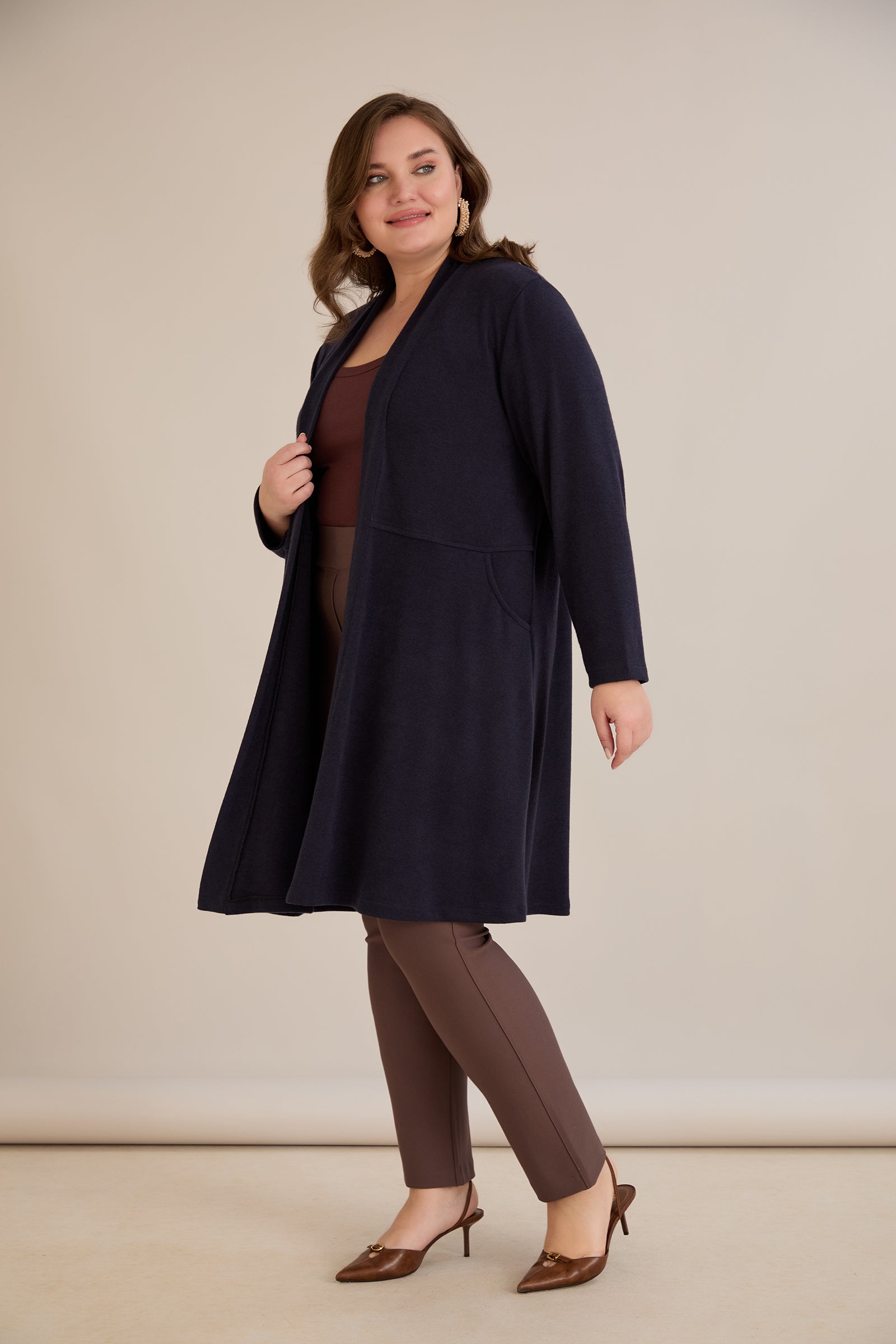 Langer Cape-Cardigan – Blau – Blau