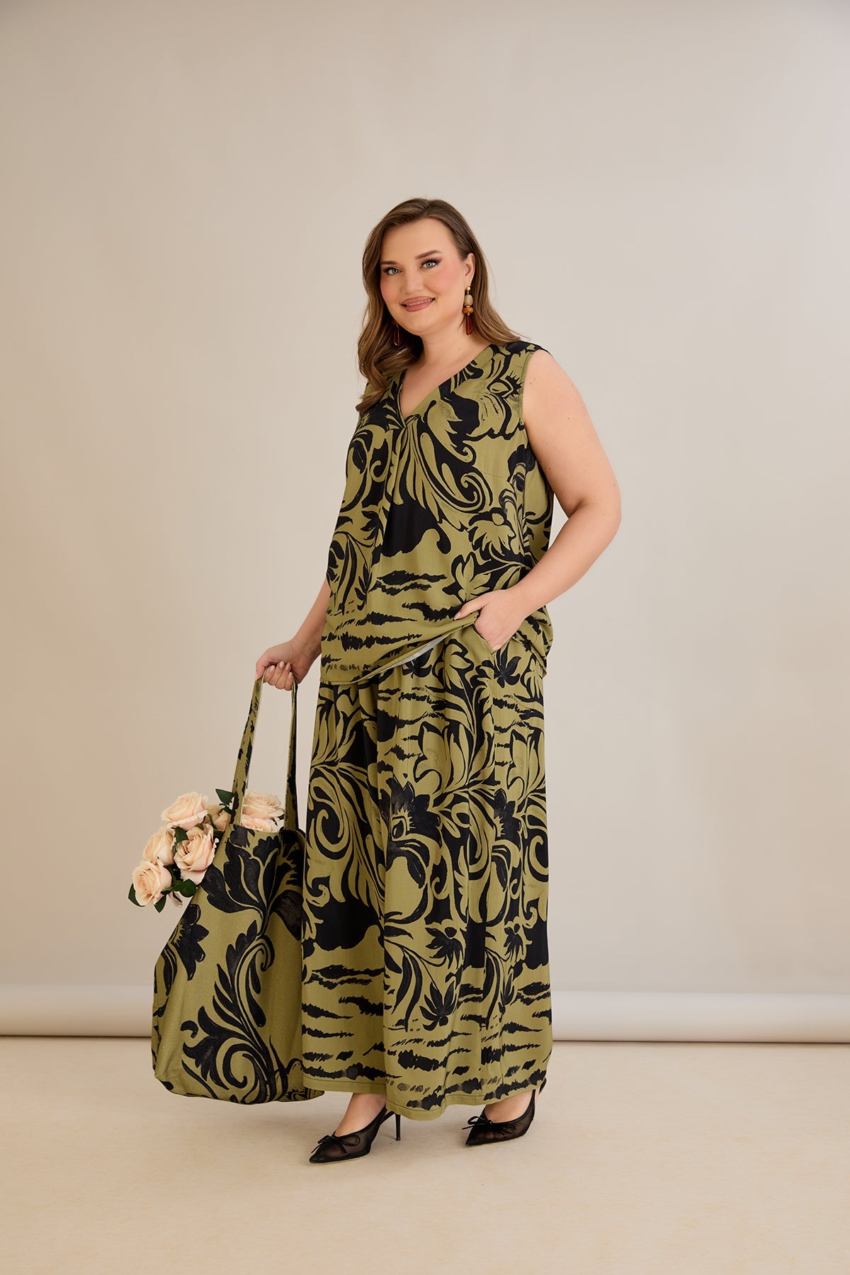 Set aus 2 Teilen, weite Hose + Top - 10131