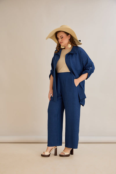 Eleganter Zweiteiler mit Strass-Dekoration - Dunkelblau