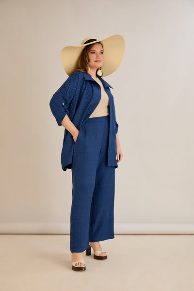 Eleganter Zweiteiler mit Strass-Dekoration - Dunkelblau