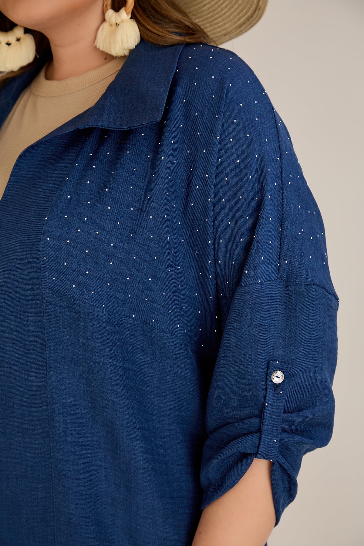 Eleganter Zweiteiler mit Strass-Dekoration - Dunkelblau