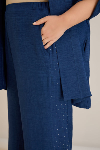 Eleganter Zweiteiler mit Strass-Dekoration - Dunkelblau