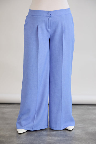 Weite Hose mit elastischem Taillenumfang - Blau