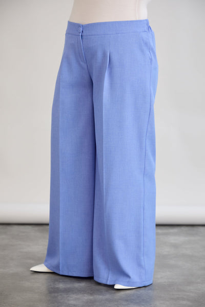 Weite Hose mit elastischem Taillenumfang - Blau
