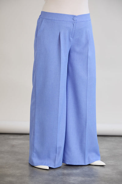 Weite Hose mit elastischem Taillenumfang - Blau