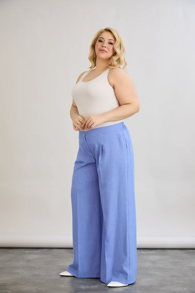 Weite Hose mit elastischem Taillenumfang - Blau