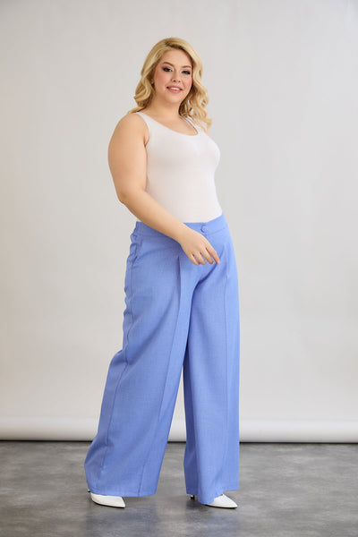 Weite Hose mit elastischem Taillenumfang - Blau