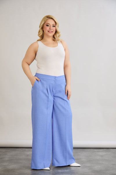 Weite Hose mit elastischem Taillenumfang - Blau
