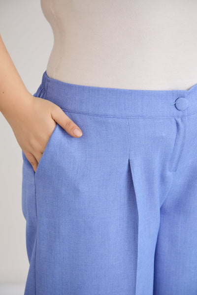 Weite Hose mit elastischem Taillenumfang - Blau