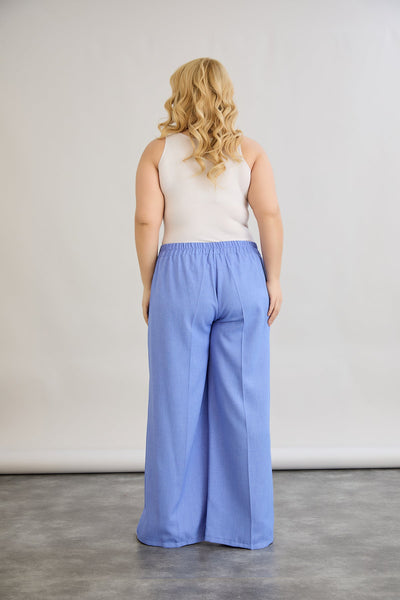 Weite Hose mit elastischem Taillenumfang - Blau