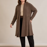 Lange Strickjacke im Cape-Stil – Nerz – Nerz
