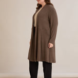 Lange Strickjacke im Cape-Stil – Nerz – Nerz