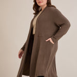 Lange Strickjacke im Cape-Stil – Nerz – Nerz