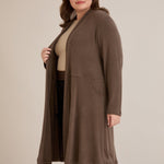 Lange Strickjacke im Cape-Stil – Nerz – Nerz