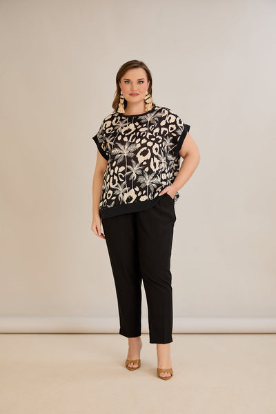 Chiffonbluse mit Tropenprint - 10519