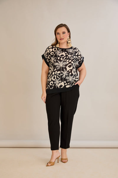 Chiffonbluse mit Tropenprint - 10519