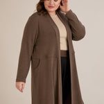 Lange Strickjacke im Cape-Stil – Nerz – Nerz